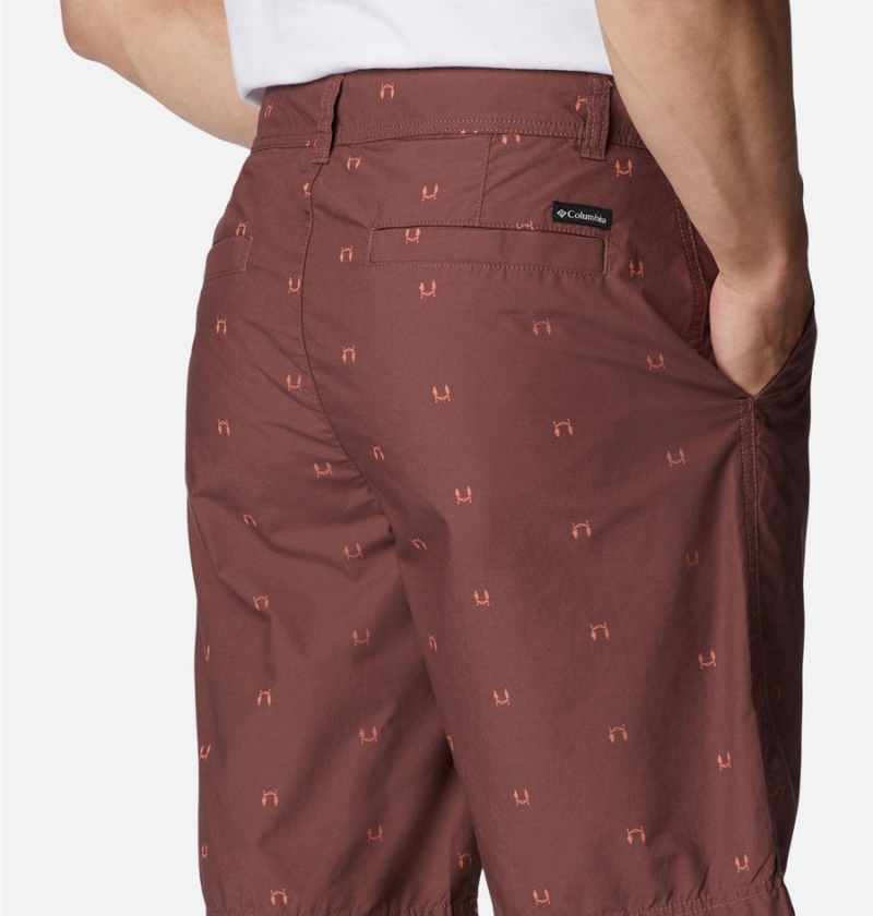 Columbia Washed Out Printed Men's Shorts Brown | QBLOVH-702
