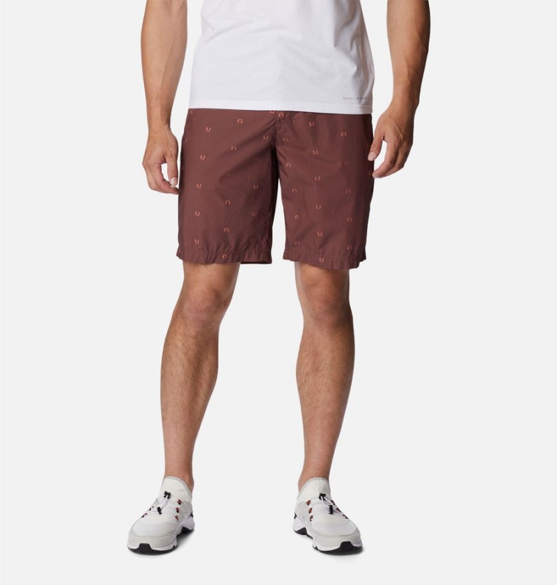 Columbia Washed Out Printed Men\'s Shorts Brown | QBLOVH-702