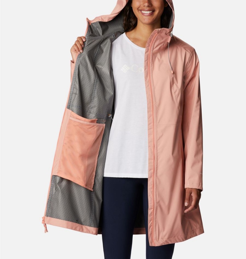 Columbia Weekend Adventure Long Shell Women's Rain Jacket Coral | CFGDNL-106