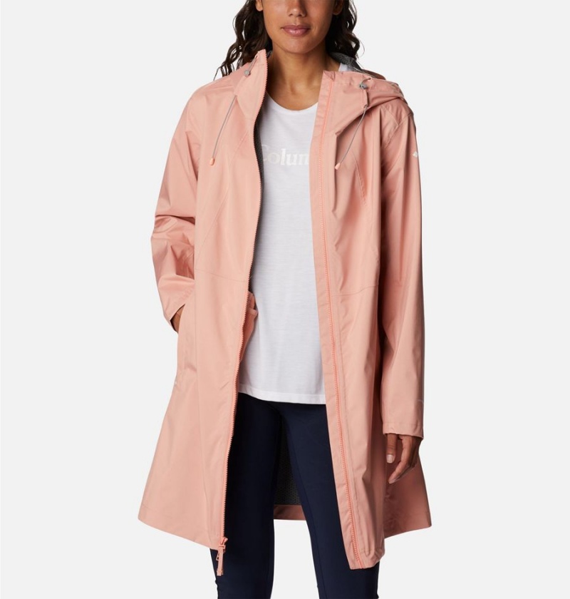 Columbia Weekend Adventure Long Shell Women's Rain Jacket Coral | CFGDNL-106