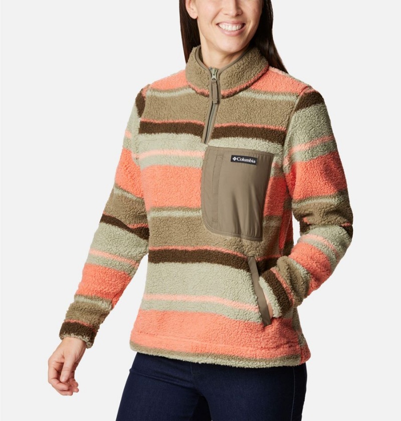 Columbia West Bend Quarter Zip Fleece Women's Pullover Green | QASJTP-586