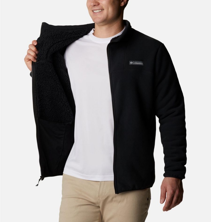 Columbia Winter Pass Full Zip Sherpa Men's Fleece Jacket Black | YWFAHX-852