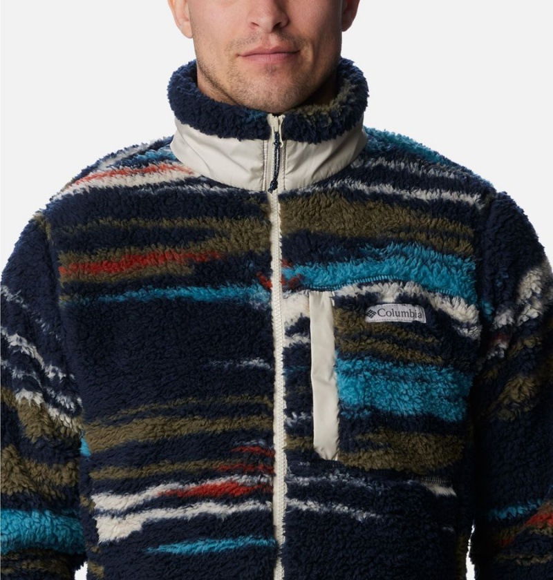 Columbia Winter Pass Printed Men's Fleece Jacket Navy | BUFDVA-498