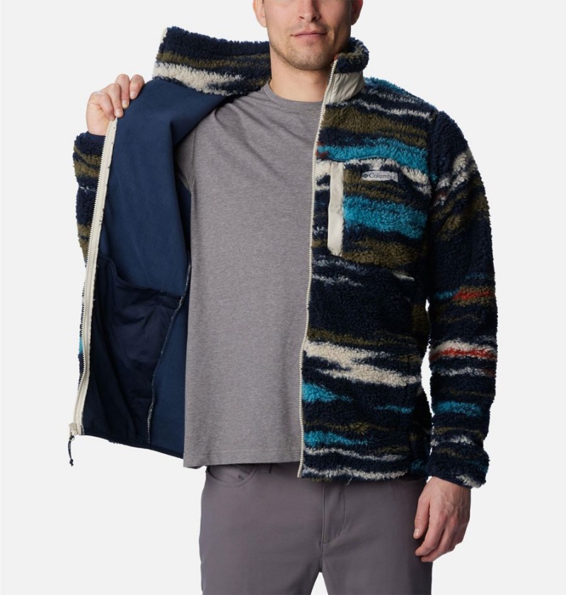 Columbia Winter Pass Printed Men's Fleece Jacket Navy | BUFDVA-498