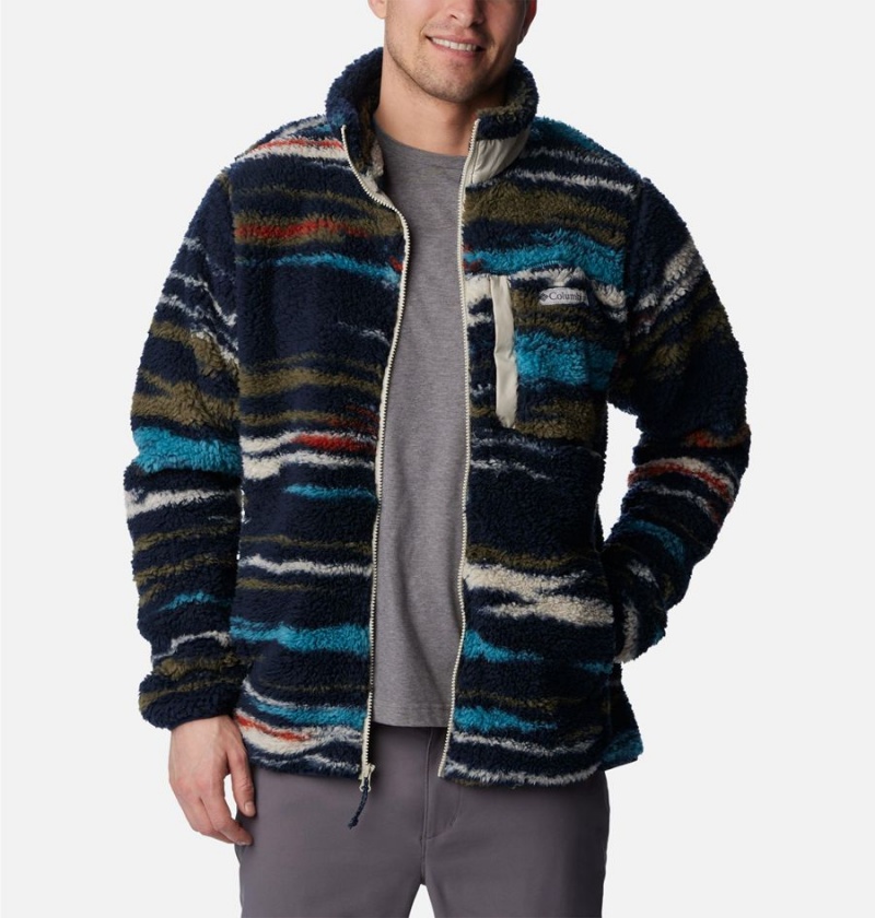 Columbia Winter Pass Printed Men's Fleece Jacket Navy | BUFDVA-498