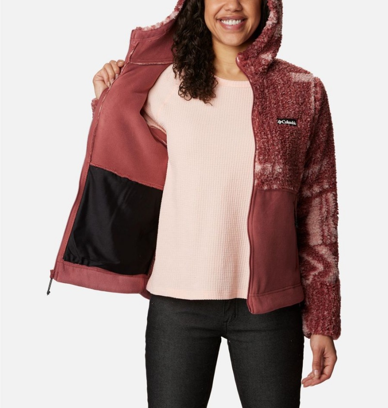 Columbia Winter Pass Sherpa Hooded Full Zip Women's Fleece Jacket Coral | HATVSU-350