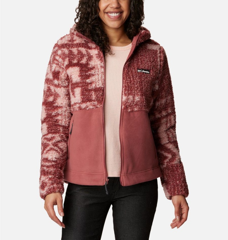 Columbia Winter Pass Sherpa Hooded Full Zip Women's Fleece Jacket Coral | HATVSU-350