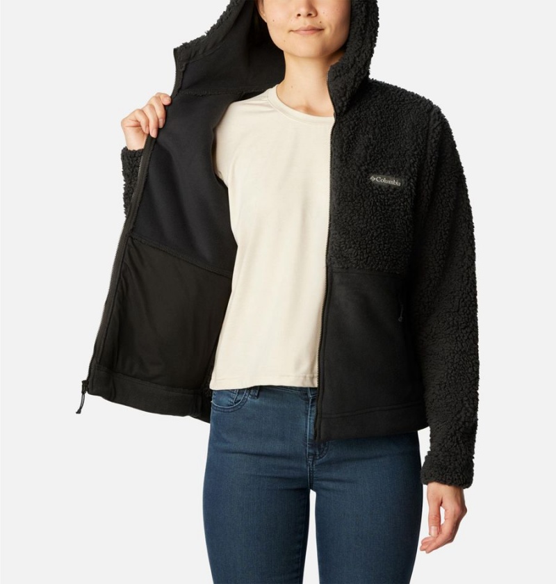 Columbia Winter Pass Sherpa Hooded Full Zip Women's Fleece Jacket Black | XAYRUK-243