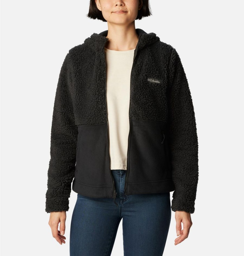 Columbia Winter Pass Sherpa Hooded Full Zip Women's Fleece Jacket Black | XAYRUK-243