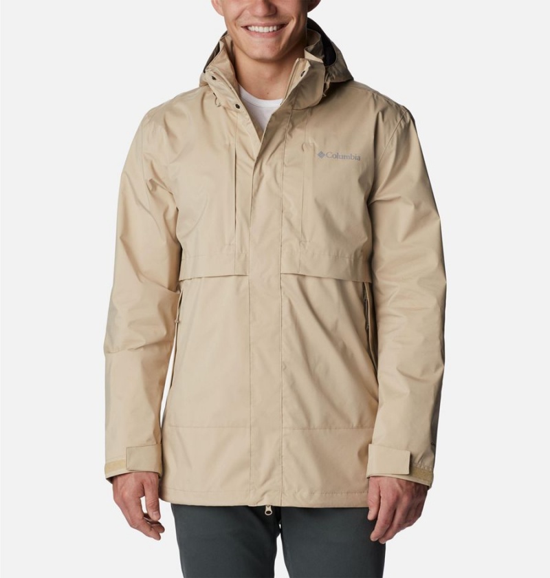 Columbia Wright Lake Men\'s Rain Jacket Khaki | NEJCXS-340