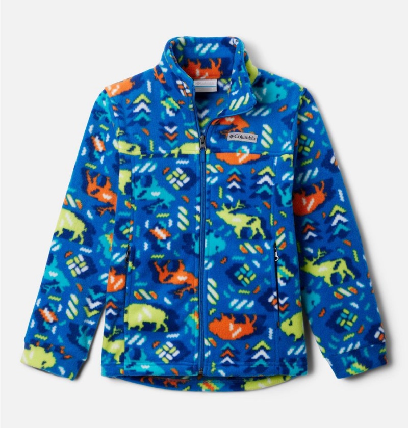Columbia Zing III Printed Fleece Kids\' Jacket Blue | PXDGVR-952